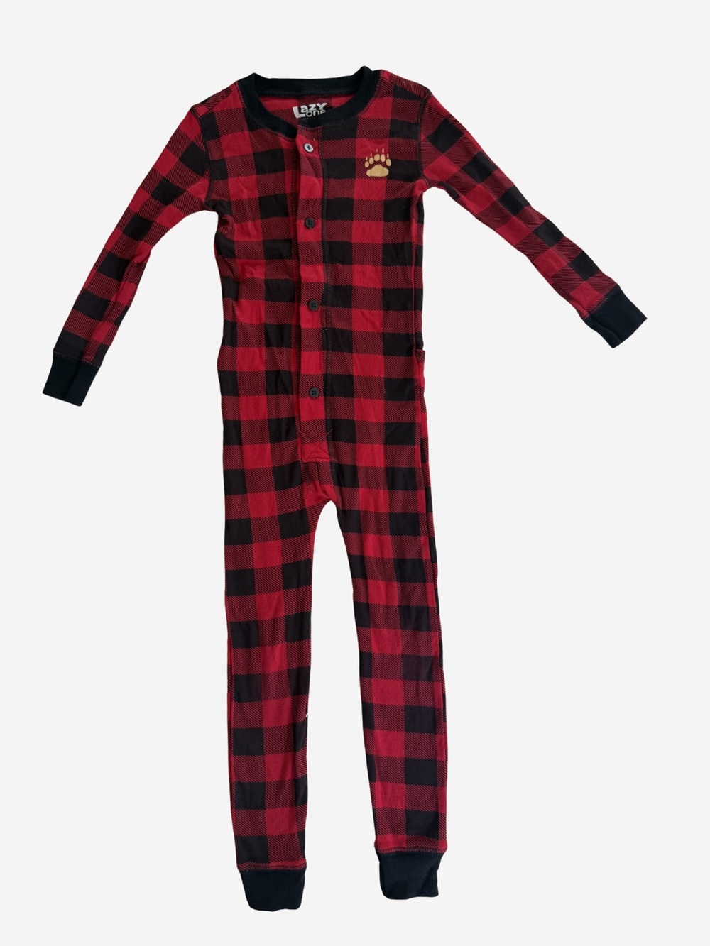 Lazy One Red and Black Buffalo Plaid Kids One-Piece Footie